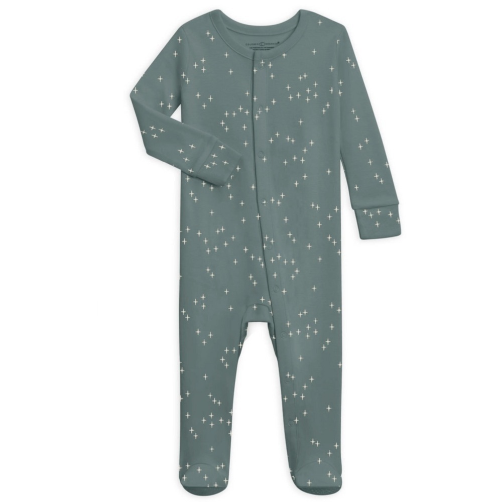 Colored Organics Skylar Footed Sleeper Organic Cotton in North Star snap 3-6 m - Picture 2 of 5
